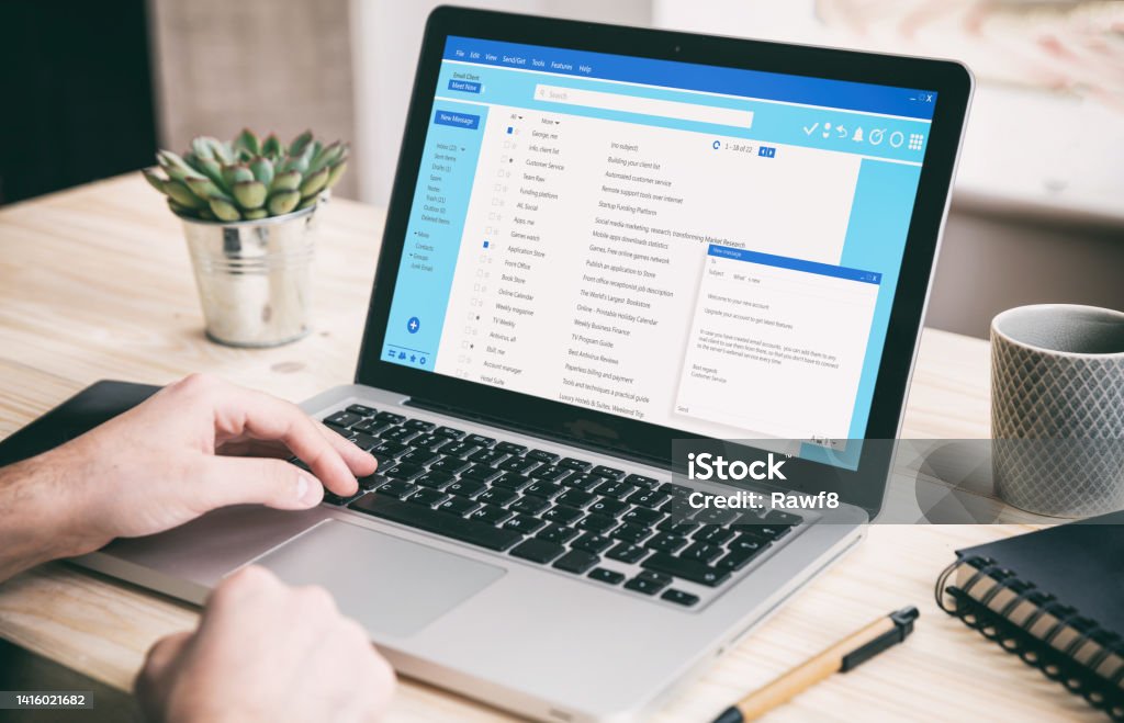 Email Message Communication Computer User Work With A Client Mail List ...