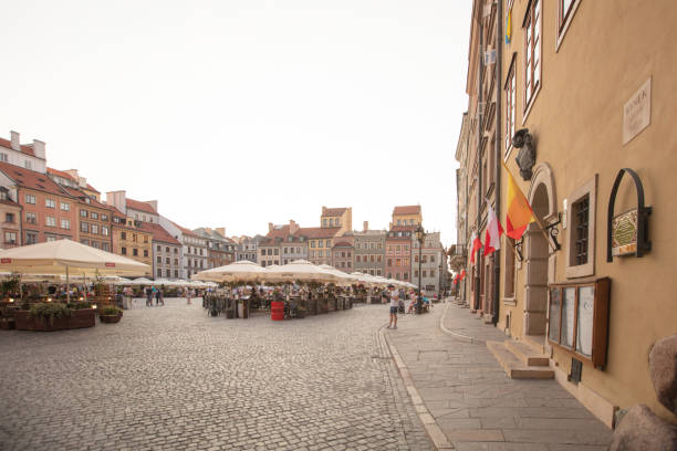 Warsaw, Poland - August 3, 2022: Market square in Warsaw