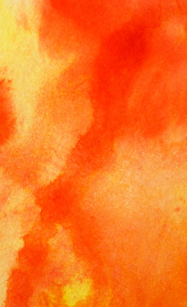 istock Yellow and red paint Abstract art background texture watercolor on paper Modern design of posters, cards, invitations, wallpapers. 1416025526