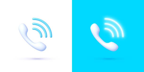 istock Call 3D neon in cartoon style. Call center, online customer support. Telephone sign. Vector illustration isolated 1416026536