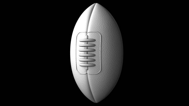 istock White rugby ball on black background. 1416026707