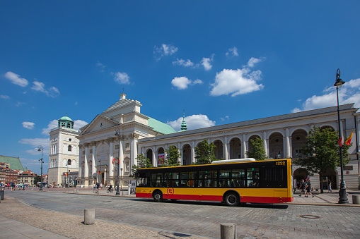 Aalst, Belgium - June 24, 2014: A bus of De Lijn, the company run by the Flemish government in Belgium to provide public transportation in Flanders.