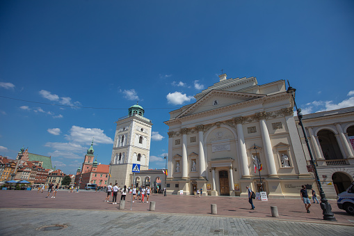 Warsaw, Poland - August 3, 2022:  St. Anne's Church in Warsaw, Poland