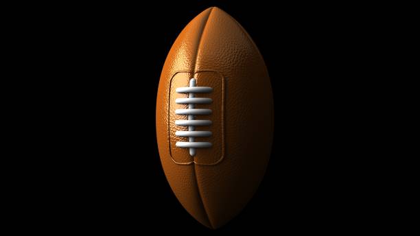 istock Rugby ball on black background. 1416029119