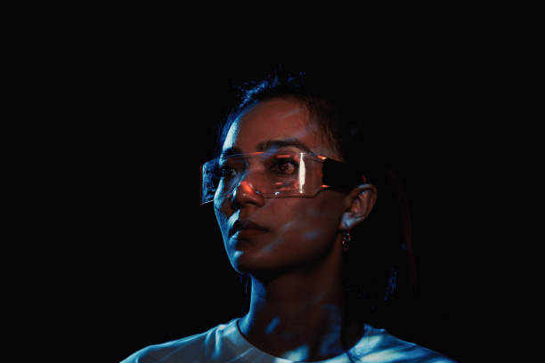 istock Metaverse VR virtual reality game playing, woman play metaverse virtual digital technology game control with VR goggle 1416029392
