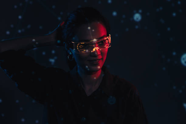 istock Metaverse digital cyber world technology, man with virtual reality VR goggle playing AR augmented reality game and entertainment, futuristic lifestyle 1416029431