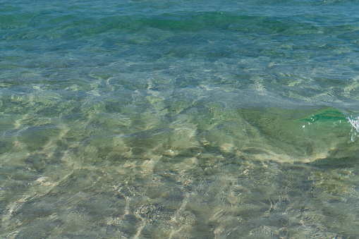 Sea Surface.Crystal blue sea surface.