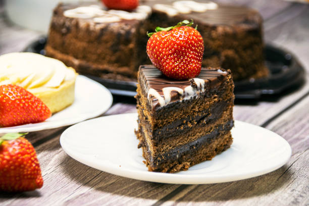 istock Still life with chocolate cake and strawberries. 1416031299