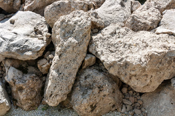 a pile of large gray stones