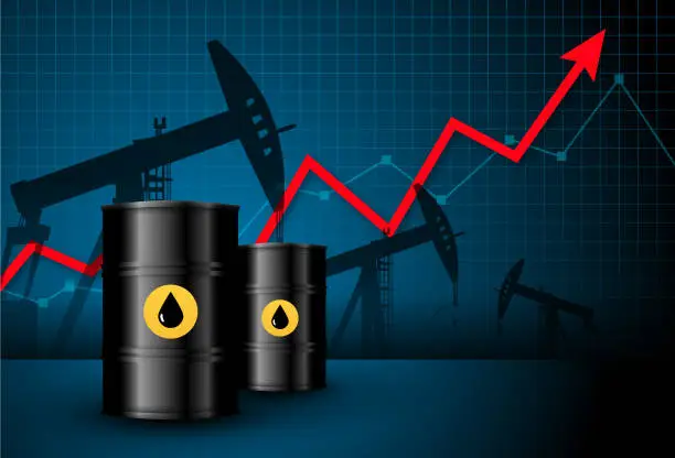 Vector illustration of Oil barrels finance background
