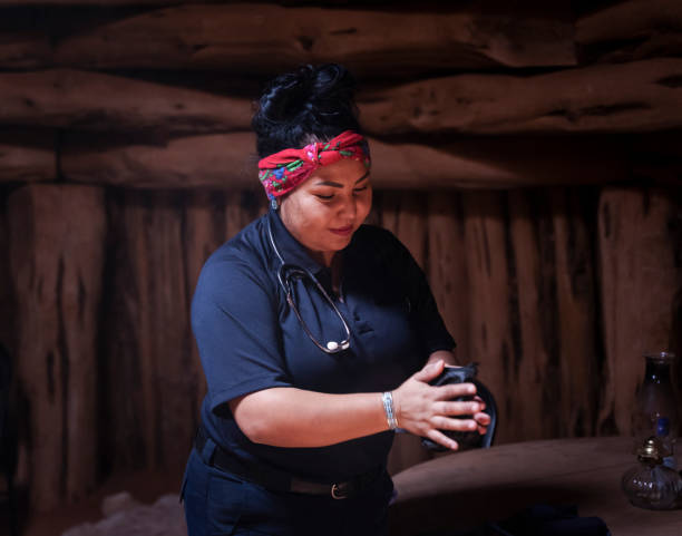 istock Young navajo female paramedic 1416036665