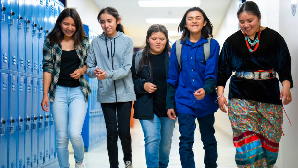 istock Group of high schoolers having fun at school 1416036700