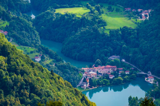 istock Beautiful Soca valley in Slovenia from above 1416038832