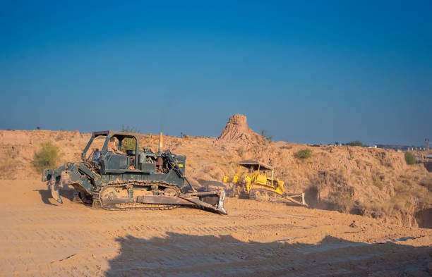 istock A bulldozer on work earthmoving, soil removing, earth working 1416039704
