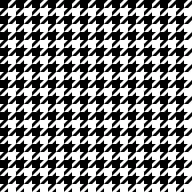Vector illustration of Houndstooth seamless pattern. Black and white fabric background. Classical checkered textile