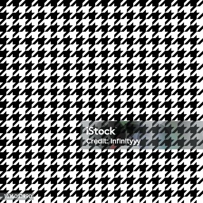 istock Houndstooth seamless pattern. Black and white fabric background. Classical checkered textile 1416051990