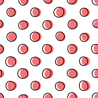 Vector seamless polka dot pattern, hand drawn. Cute design for wrapping paper, textile, stationery, wallpaper.