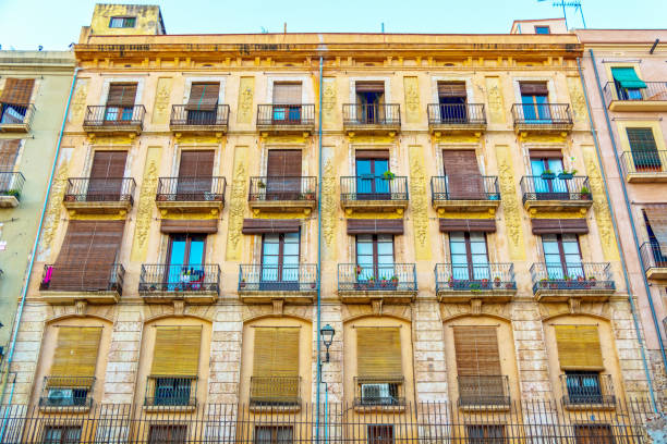 Tarragona, Catalonia, Spain, multi-storey old building in downtown