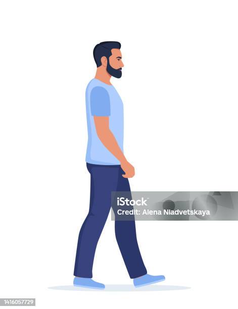 Side View Vector Men Young Man In Casual Clothes Walking Forward Side View Vector ...