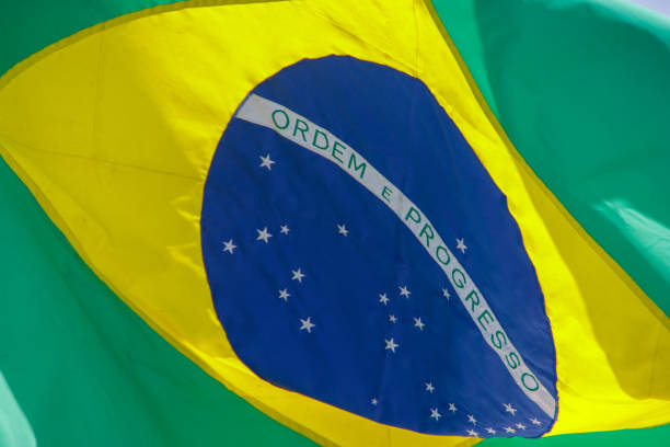 istock brazil flag outdoors in rio de janeiro, Brazil. 1416059248