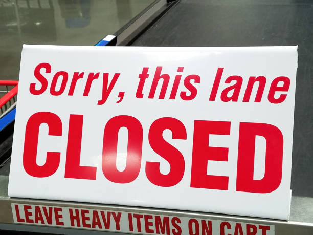 istock Lane Closed Sign in Supermarket 1416061323