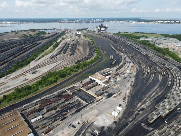 istock Aerial view of the rail yard 1416070019