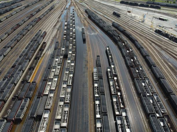 istock Aerial view of the rail yard 1416071076