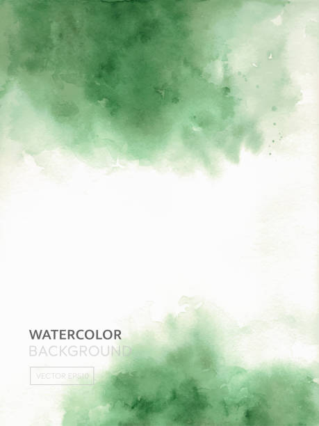 istock Green abstract watercolor background template with copy space for book covers or invitation cards 1416089986