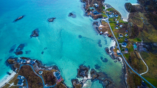 Hillsoy island close to Tromso in Norway from the sky