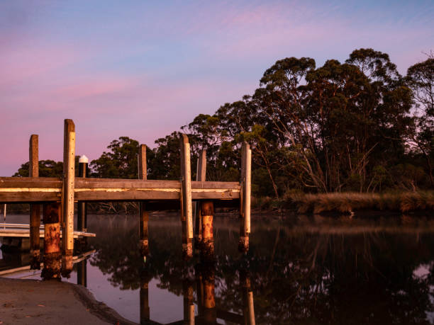 istock Old river jetty at sunrise 1416094775