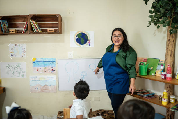 istock Teacher talking to students in classroom at school 1416095948
