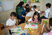 istock Students painting in the classroom at school 1416097840
