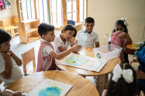 istock Teacher talking to students about recycling in the classroom at school 1416102801