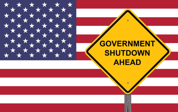 rząd shutdown znak ostrzegawczy - government shutdown stock illustrations