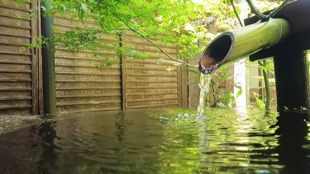 kyoto japanese garden tsukubai washbasin water sound