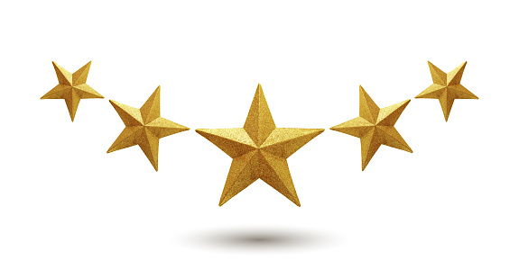 Five star rating service isolated on white background