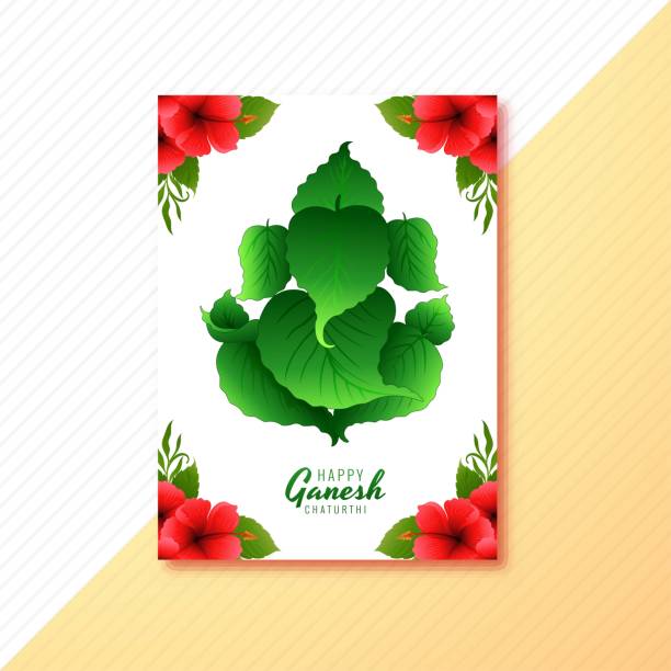 piękne zielone ganesh chaturthi broszura broszura tło koncepcji - happy stock illustrations