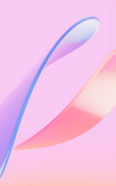 istock Abstract glass and curves with pink background, 3d rendering. 1416146642