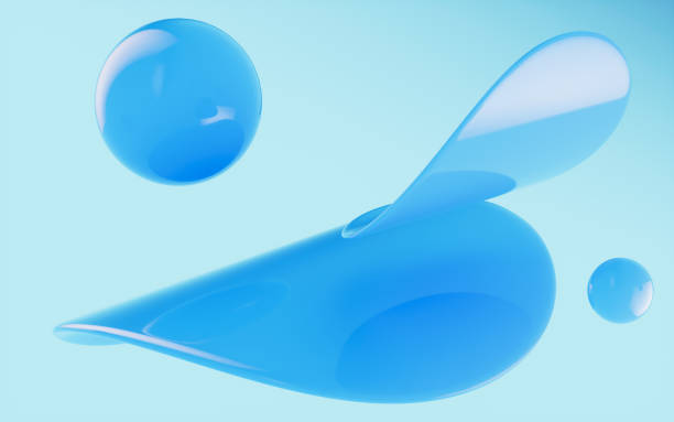 istock Abstract spheres and glass curves with blue background, 3d rendering. 1416146643