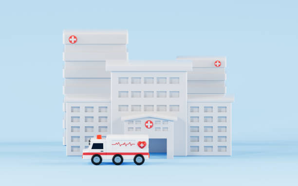 istock White hospital building and ambulance, 3d rendering. 1416146651