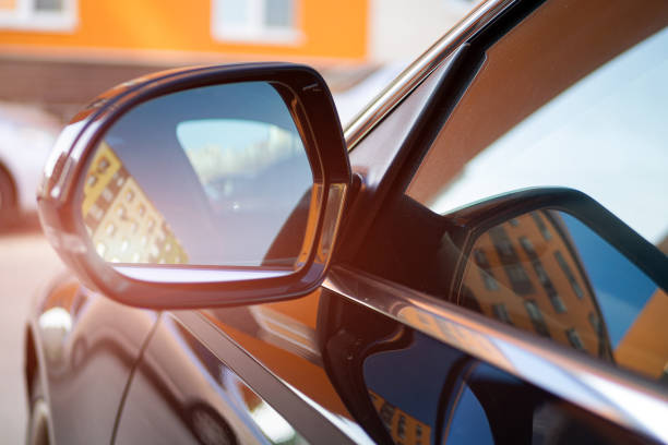 istock Anti-glare rearview mirror on a black car. 1416161026