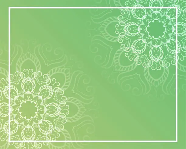 Vector illustration of mandala decorative background with text space in green color