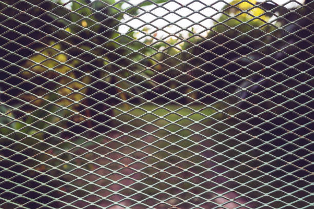 istock Chain link fence with blurred background : demarcation concept 1416164970