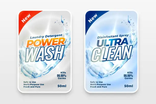 Vector illustration of stain remover detergent cleaner label sticker packaging design