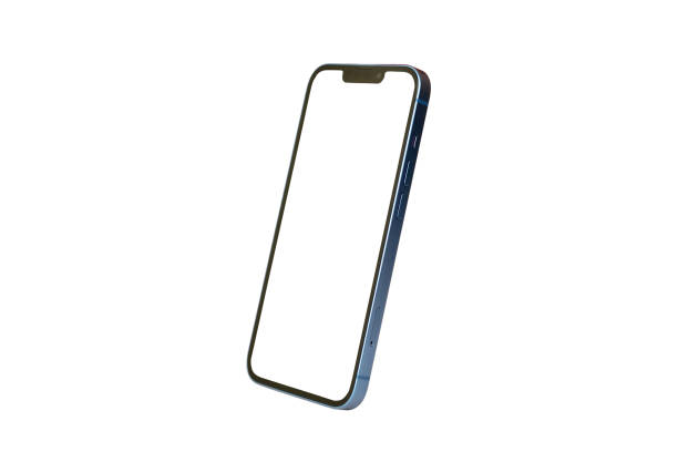 Side view of empty screen smartphone isolated on white background with clipping path stock photo