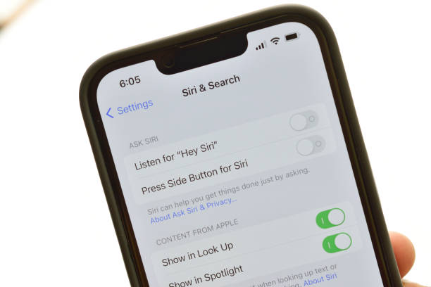 Siri feature deactivated on iphone 13 stock photo