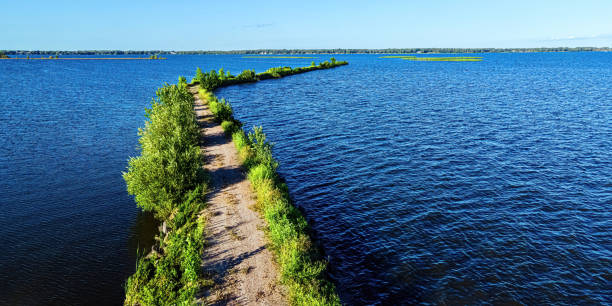 View of a breakwall on the fox river