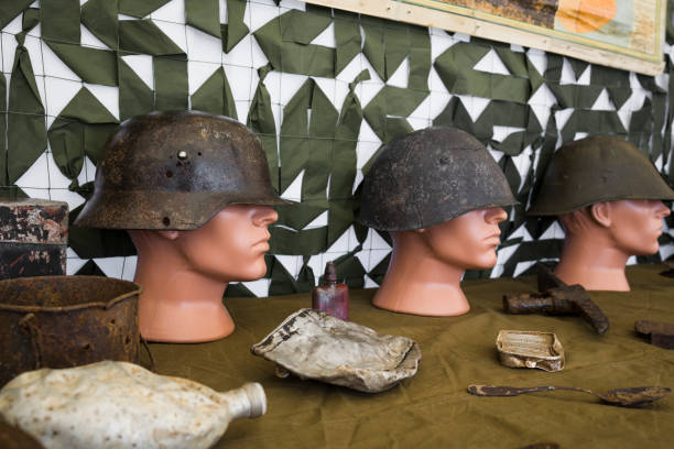 istock Collection of an old military helmets 1416177500