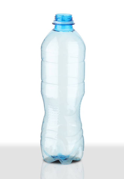 a small plastic bottle of mineral water on a white background