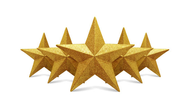 istock Five star rating service isolated on white background 1416206177